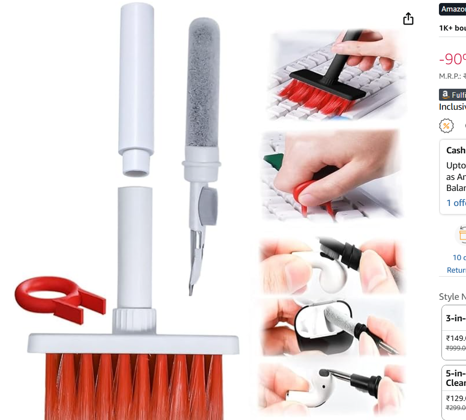 7 in 1 Electronic Cleaner Kit, Keyboard Cleaner Kit with Brush, 3 in 1 Cleaning Pen for AirPods Pro, Multifunctional Cleaning Kit for Earphone, Keyboard, Laptop, Phone