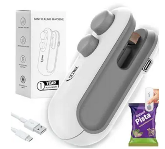 TECH LOGO ELECTRONICS Portable Mini Sealing Machine, 2 In 1 Sealer And Cut Handheld Packet Sealer For Food, Snacks, Chips, Fresh Storage, Plastic Bags Sealing Machine