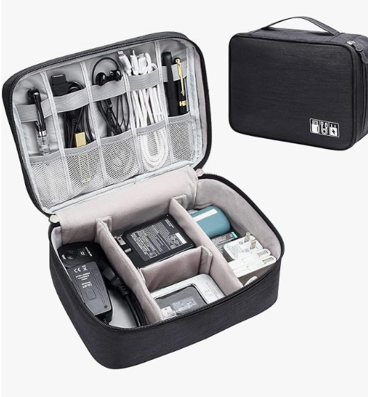 Single Layer Electronic Gadget Organizer Case, Tech Kit Accessories Organizer Professional Bag With Mobile Stand