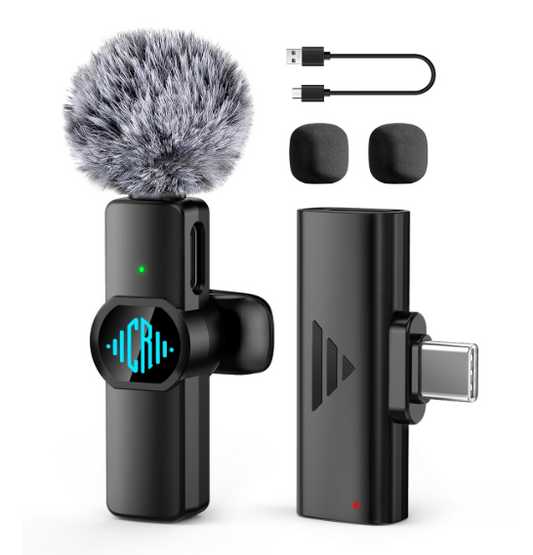 Mic for YouTube Wireless, Smart Noise Cancellation Wireless Microphone, Plug and Play, 30-Meter Transmission Range, Lapel Microphone for Recording,